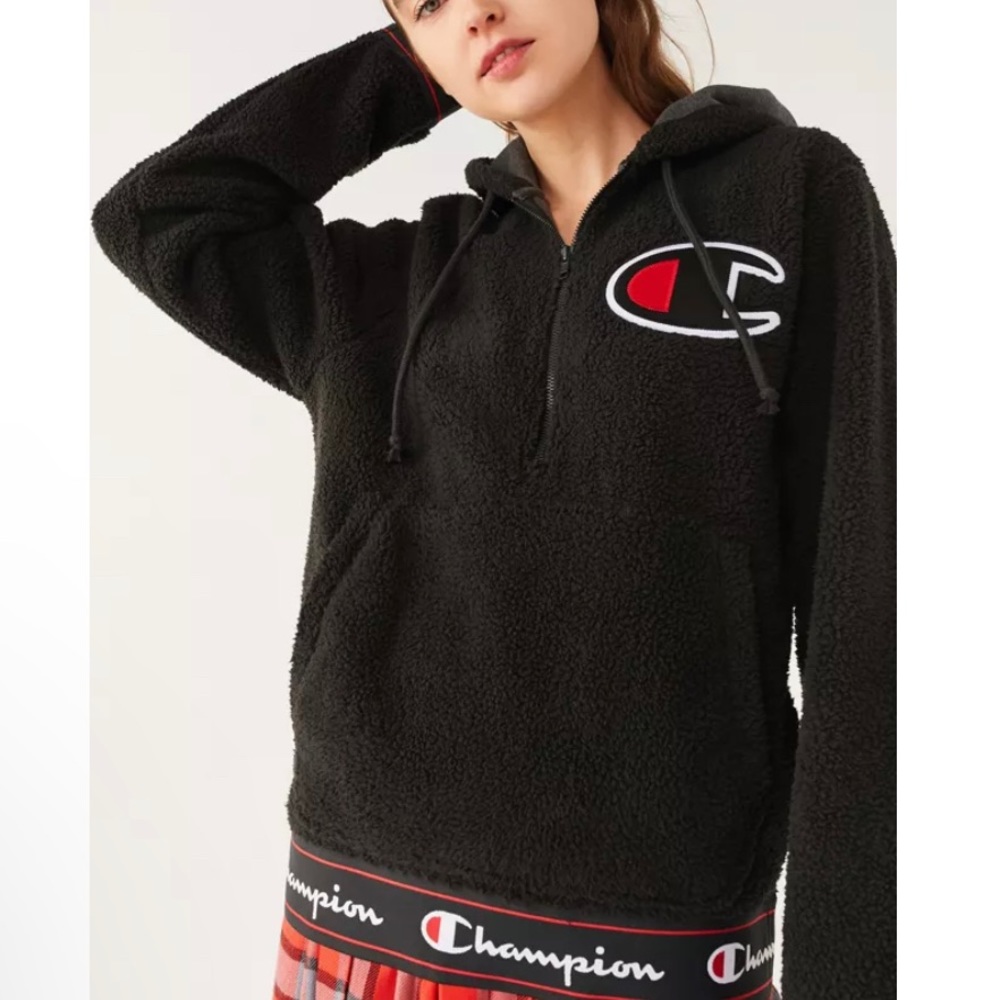 Champion Sherpa 1/2 Zip Hoodie Sweatshirt